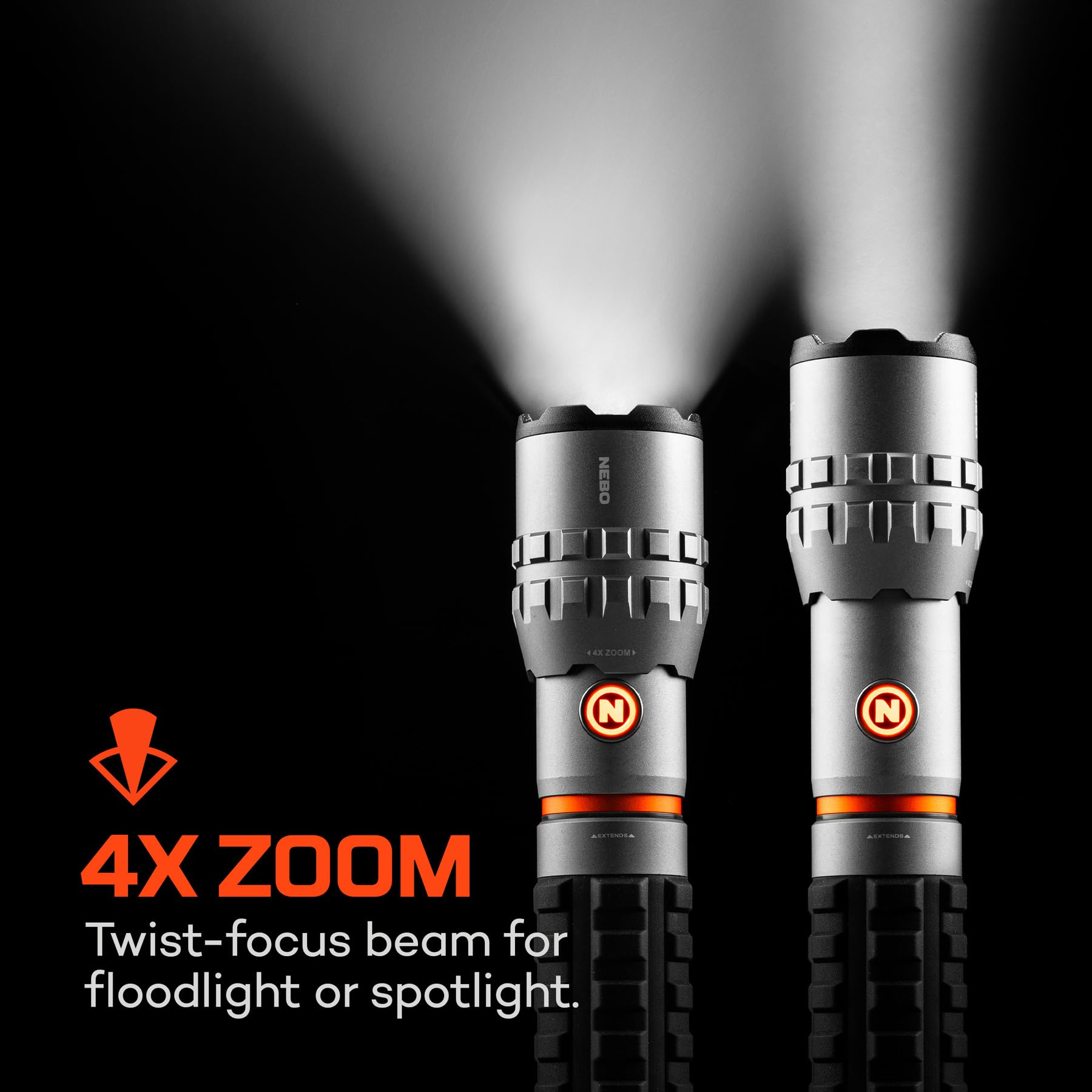 NEBO Slyde King 4K Linterna y Luz de Trabajo – 4.000 Lm + COB 1.000 Lm | 7 Modos | Slide-to-Reveal Patentado | Zoom 4x | Rojo Emergencia | Base Magnética | IPX7 | USB-C