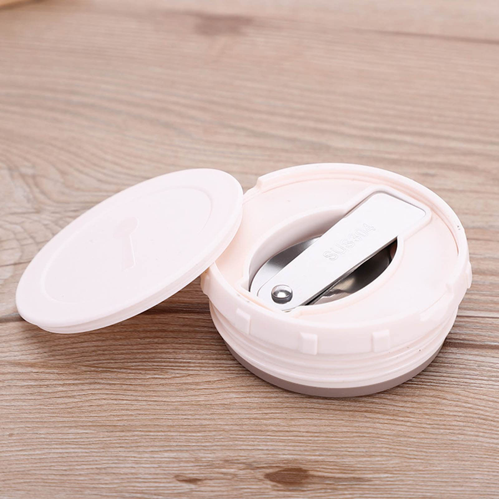 Ejoyous Barattolo per Alimenti Portatile Isolato Scatola per il Pranzo con Isolamento Termico in Acciaio Inossidabile 304 Contenitore per Alimenti Sottovuoto da 600 Ml con Manico Sul Coperchio (WHITE)
