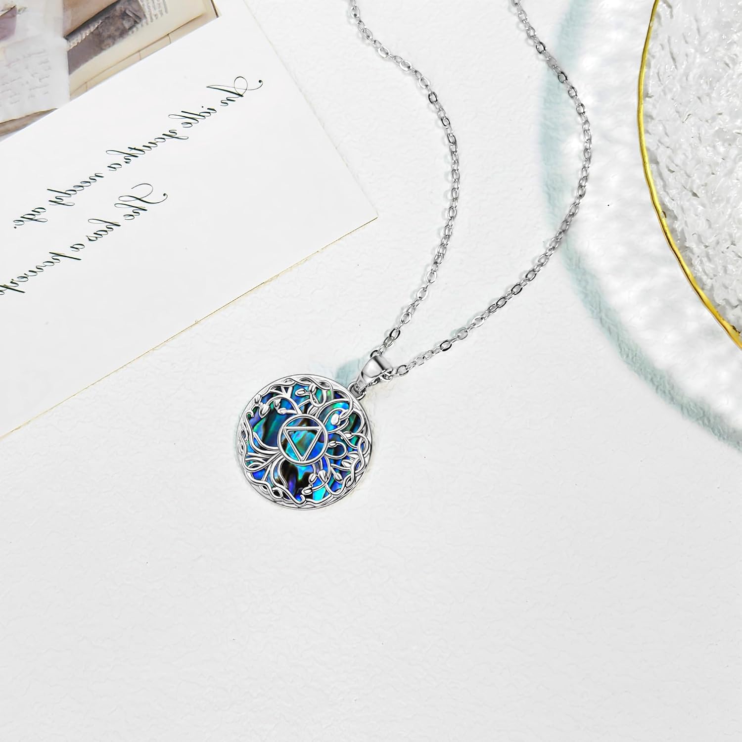 Sobriety Crystal/Abalone Shell/Star of David/Cross Tree of Life/Lotus/Compass Celtic Necklace Jewelry Gifts for Women