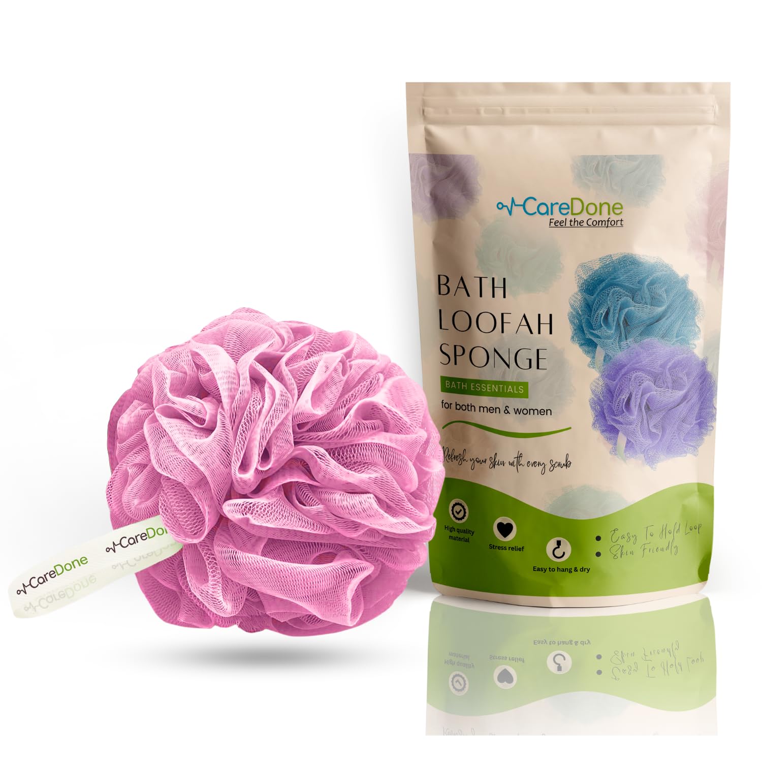 CareDone Loofah for Bathing | Exfoliating Body Scrubber & Shower Loofah Sponge | Loofah is for Men, Women, and Kids. (Pink)-image-22