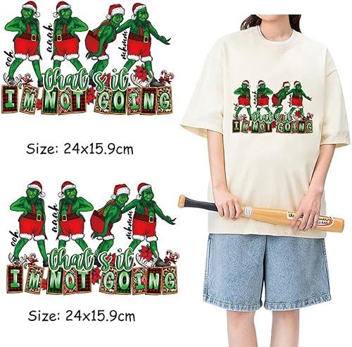 Miniatura 8 de Parches para planchar de Navidad, calcomanías de Grinchs, transferencia de calor de Navidad, caricatura, monstruo verde, papel de transferencia para