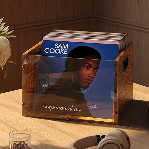 X-cosrack Acrylic Vinyl Record Storage Crate, Visible Record Holder Crate,