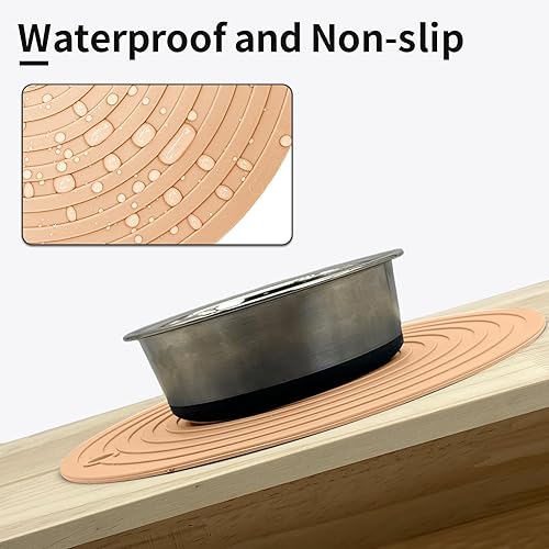 Miniatura 11 de Fhiny 3 tapetes de silicona para comida de mascotas, 9.5 pulgadas, redondo, impermeable, antideslizante, mantel individual para evitar