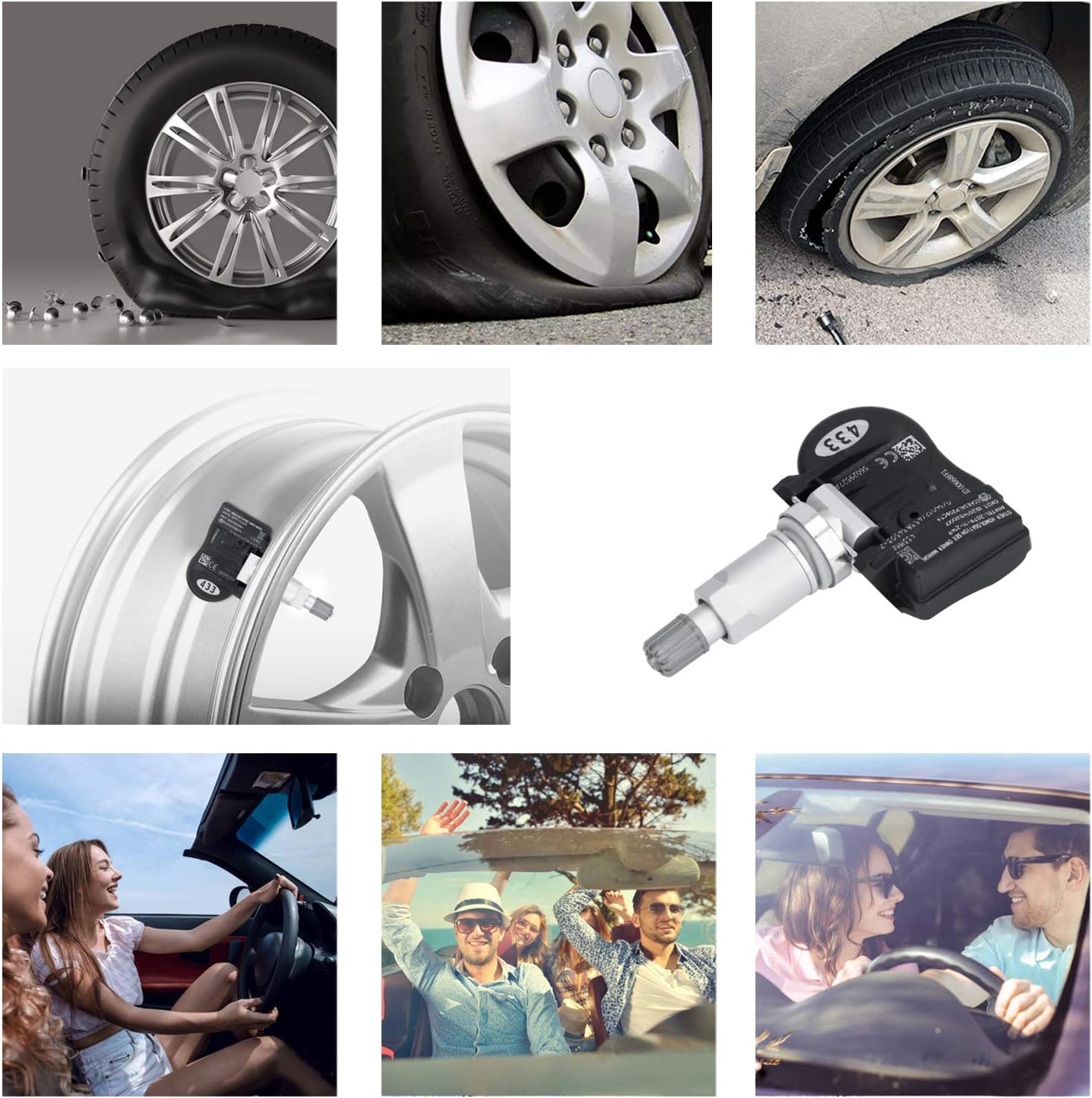 4-Pack 56029527AA 433MHz Tire Pressure Monitoring System (TPMS) Sensor Compatible with Dodge Charger Journey Grand Caravan Magnum Routan Chrysler 300 Sebring Town & Country