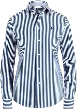 Chemisier Femme H&M Rayé Bleu Et Blanc - Taille 44, Manches Longues, Coupe Classique - Occasion Très Bon état