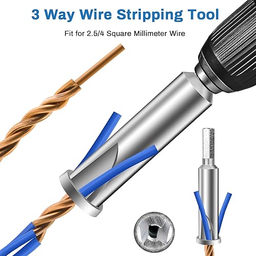 Miniatura 2 de Herramienta de torsión de alambre de 3 vías5 vías herramienta de pelado de cables y herramienta de torsión de tapa de alambre con mandril de 14