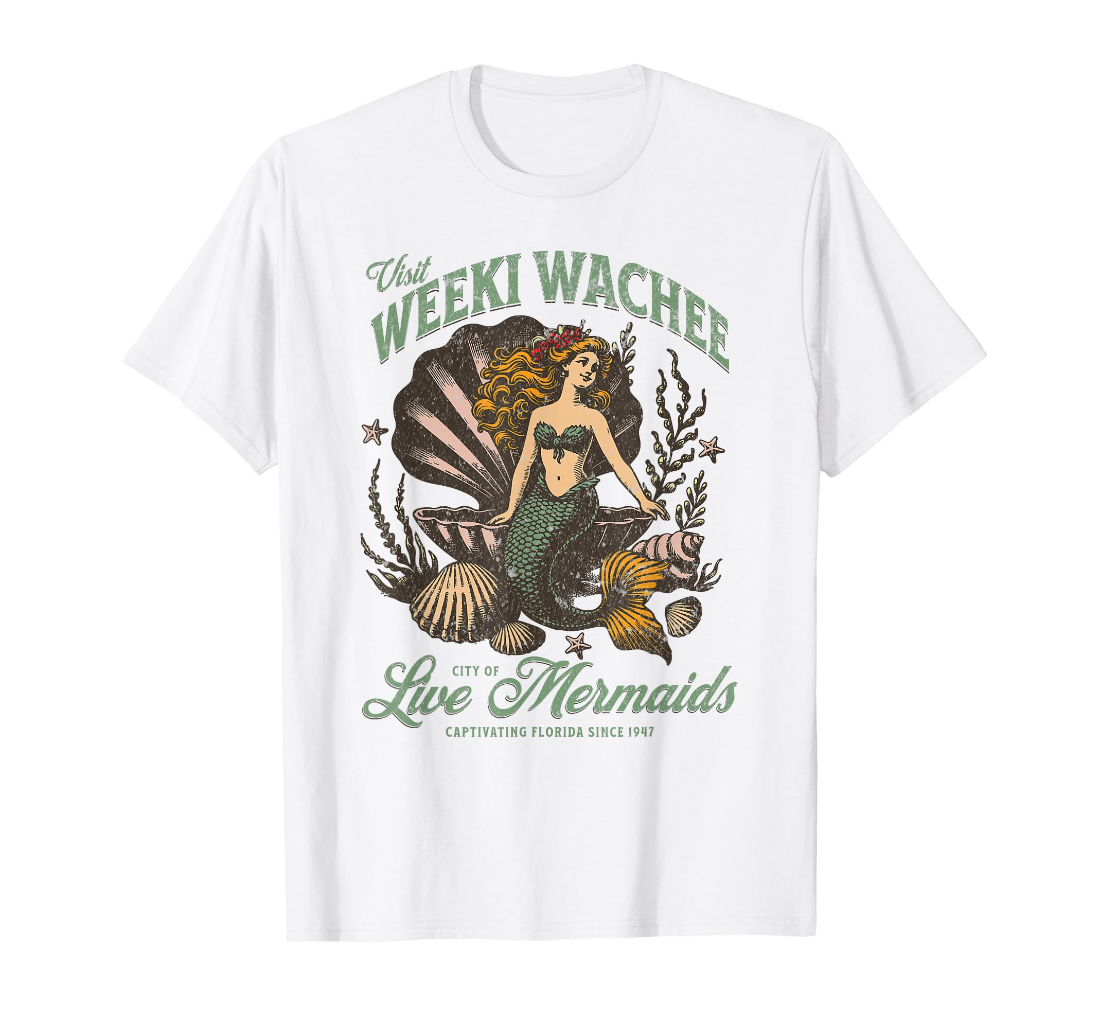 Visit Weeki Wachee City of Mermaids Florida 1947 Tourist T-Shirt