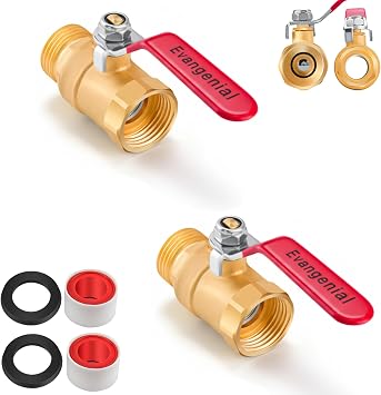 2-Pack Garden Hose Shut Off Valve,No Restricted-Flow Water Shut-Off Connector, 3/4 GHT Garden Hose Ball Valve Adapter Coupling Heavy Duty Brass Water Hose Control Valve 2-Pack Valve