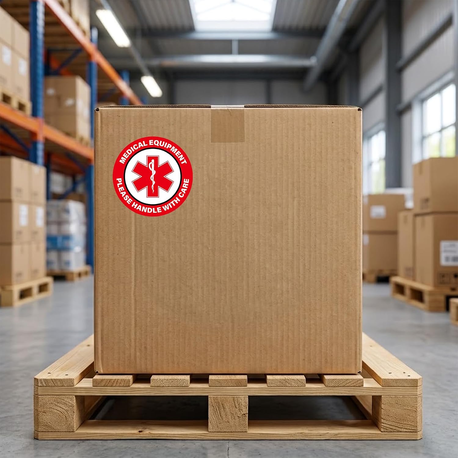 200PCS Medical Equipment Alert Luggage Stickers 4 Inch | Handle with Care Lables, Fragile Medical Equipment Inside, Labels for Medical Supplies Luggage Cases Boxes Waterproof Durable