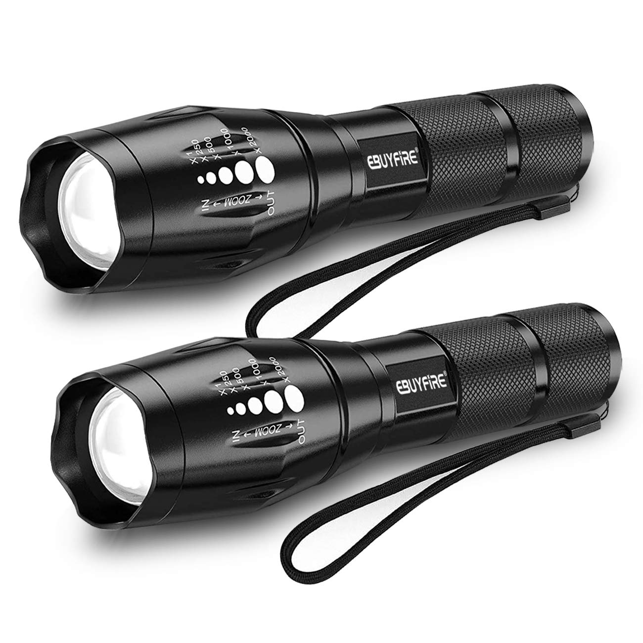 LED Torches Super Bright Tactical Torch 5 Modes Light Waterproof Flashlight for Walking,Camping, Hiking, Emergency Torches 2pcs/Set