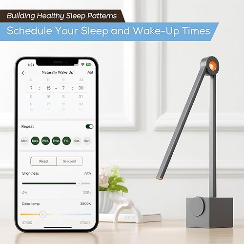 Miniatura 2 de LINKSTYLE LIGOE - Lámpara de escritorio para dormitorio lámpara de mesa LED inteligente para oficina en casa con control de aplicación brillo