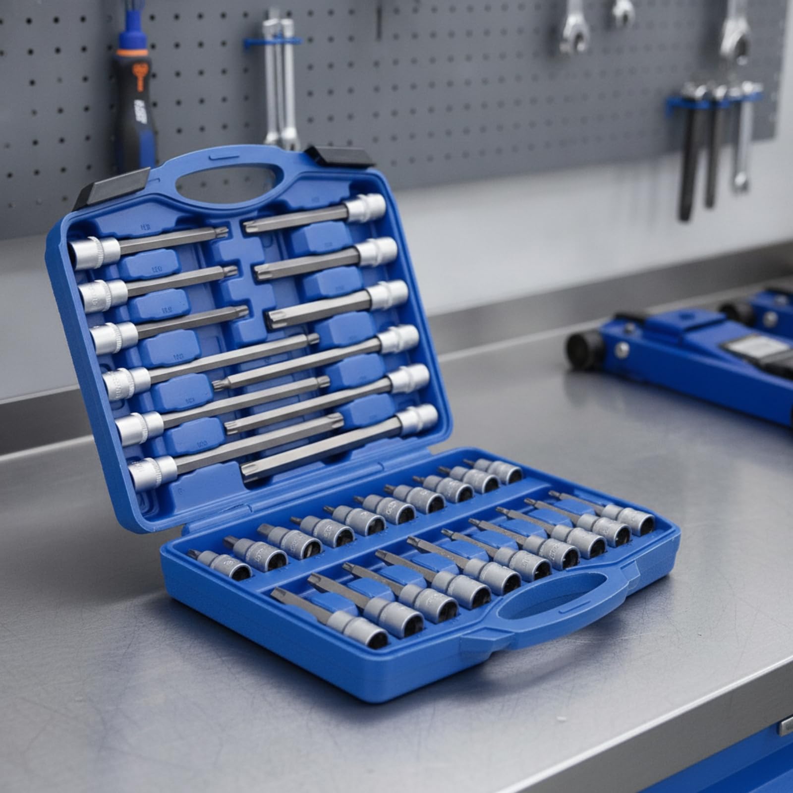 Jeu Douilles et Embouts Organisé Coffret Clés à Douilles Complet Mallette à Outils pour Bricoleurs