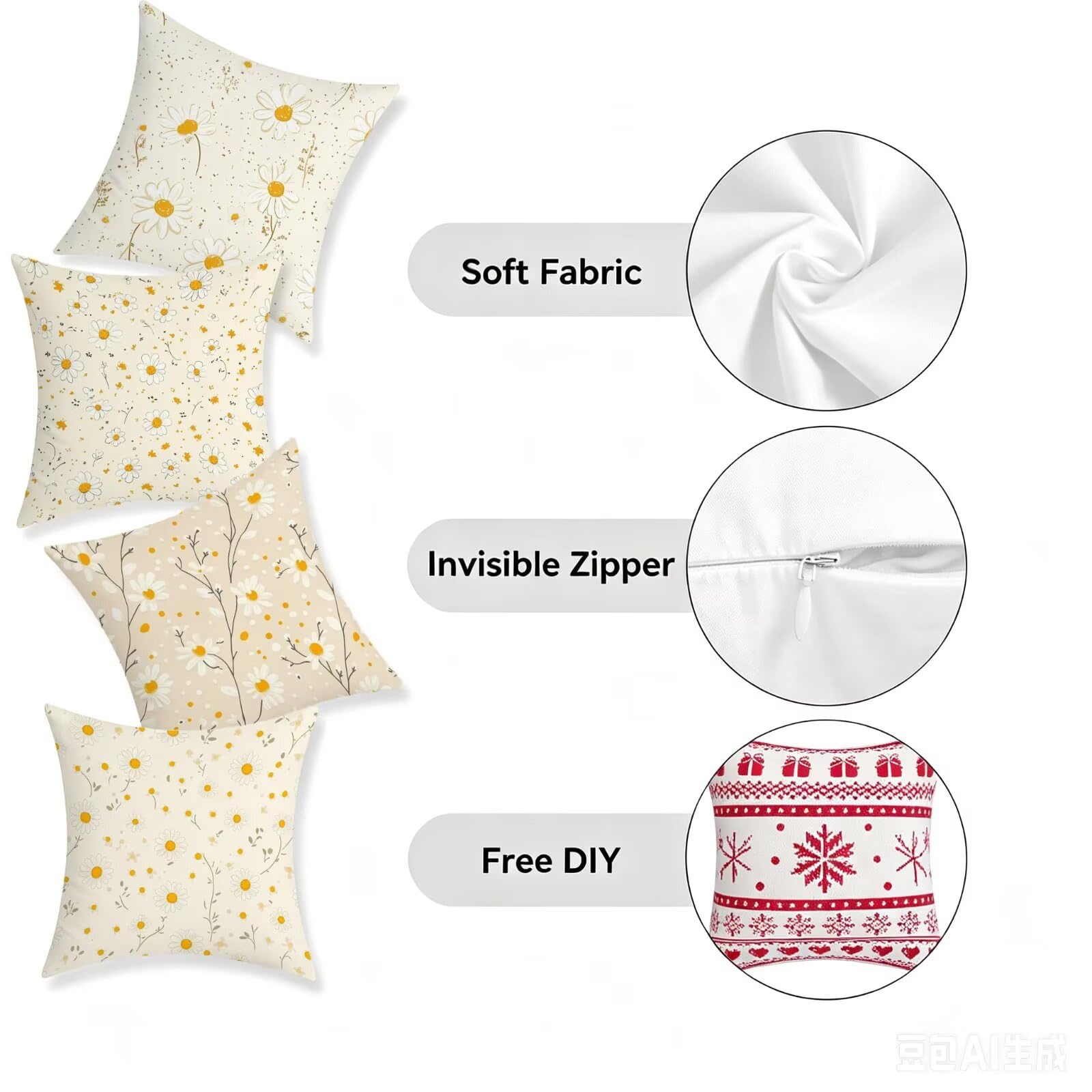 Fundas de Cojines Beige Juego de 4 Terciopelo 45x45cm GJ-102