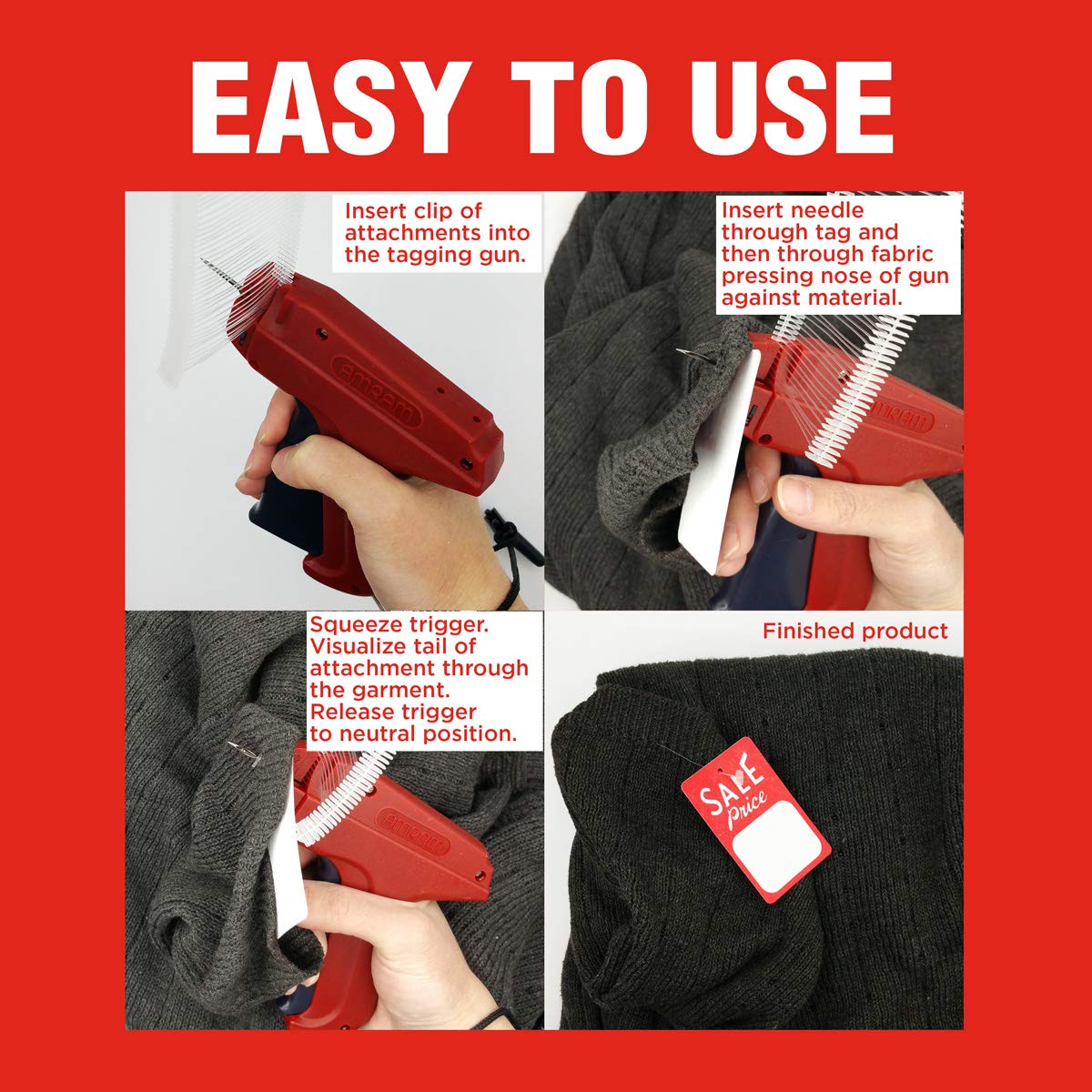 Amram Tagger Tagging Gun for Clothing, Retail Price Tag Attacher, Kit
