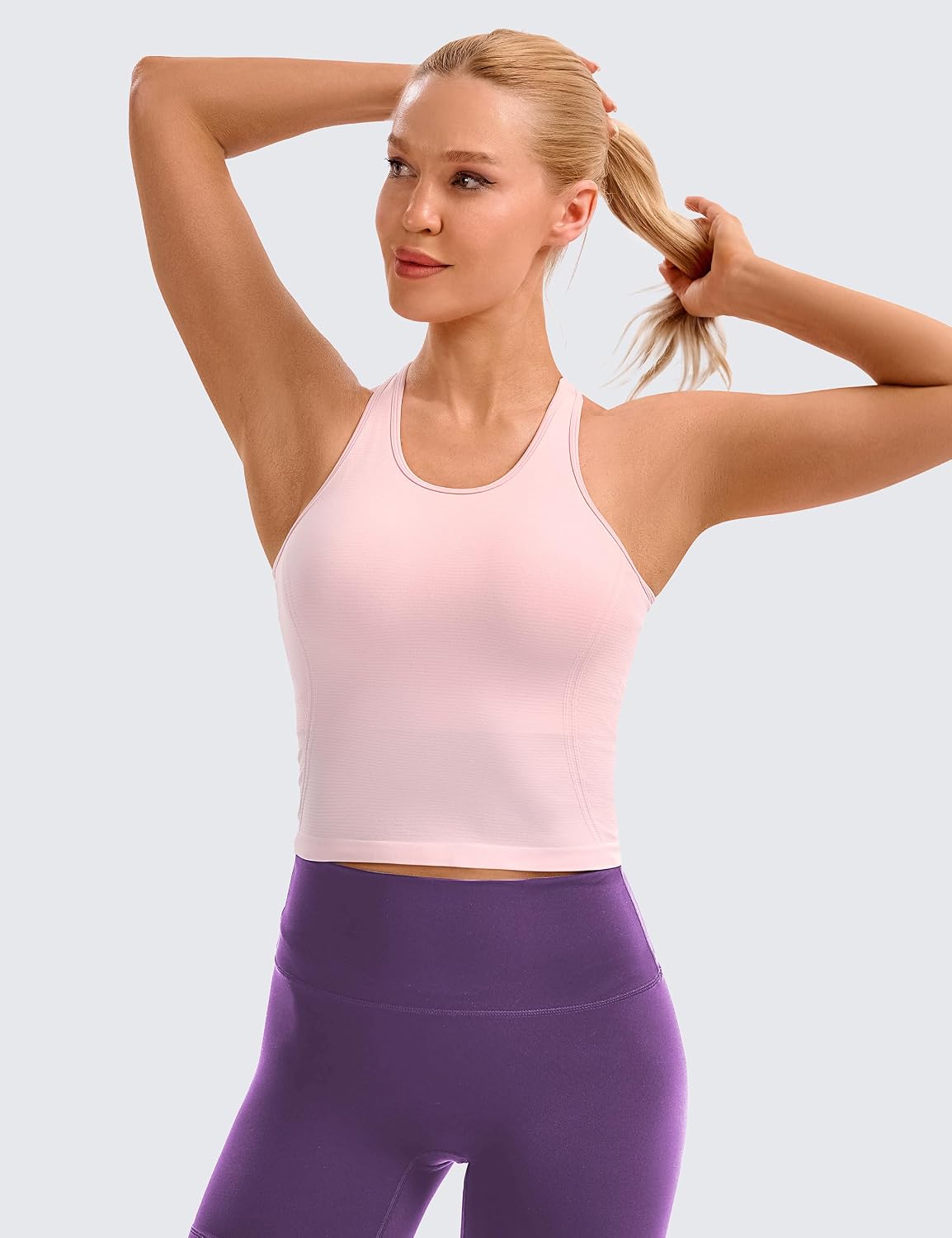 MathCat Longline Sports Bra for Women,Cropped Racerback Workout Tank Tops with Padded,Yoga Sports Bra with Mesh Ventilation