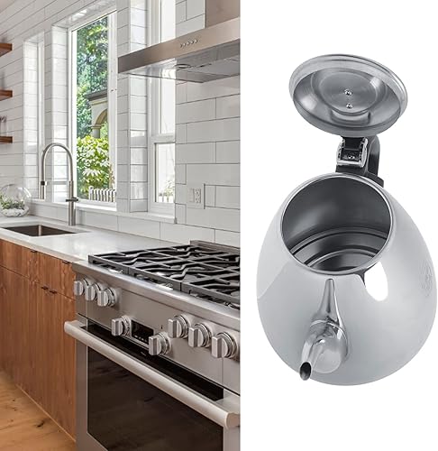 Miniatura 6 de Joyzan Hervidor de té de acero inoxidable, tetera para estufa, parte superior para café, tetera, recipiente de ebullición, jarra de agua, tetera de