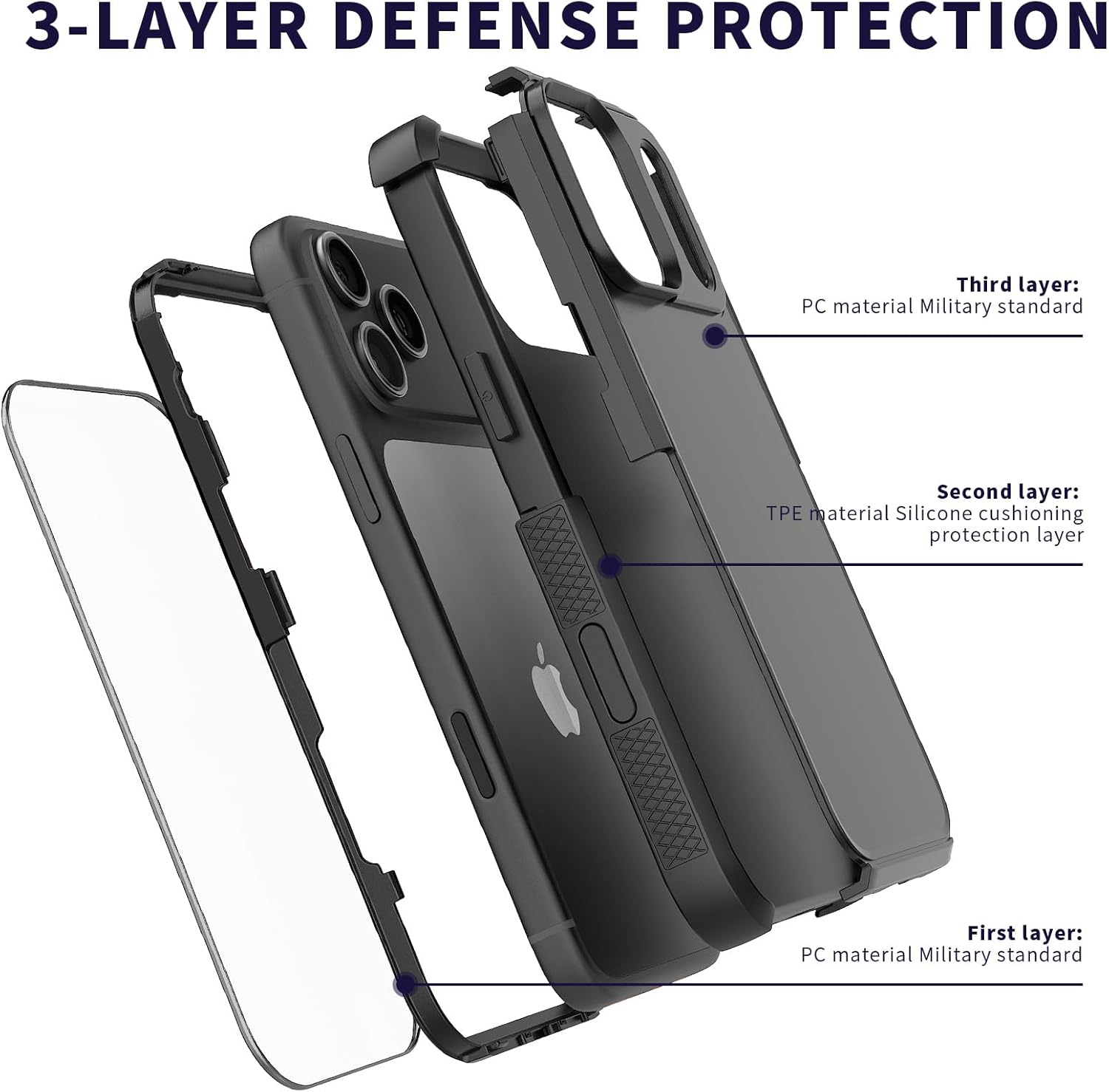 X-belmox Magnetic Case for iPhone 17 Pro Max Drop Proof, [Compatible with Magsafe] 3-Layers Protective with Screen Protector, [Integrated Camera Control Button] for 17 Pro Max Phone Case 6.9'', Black - Image 5