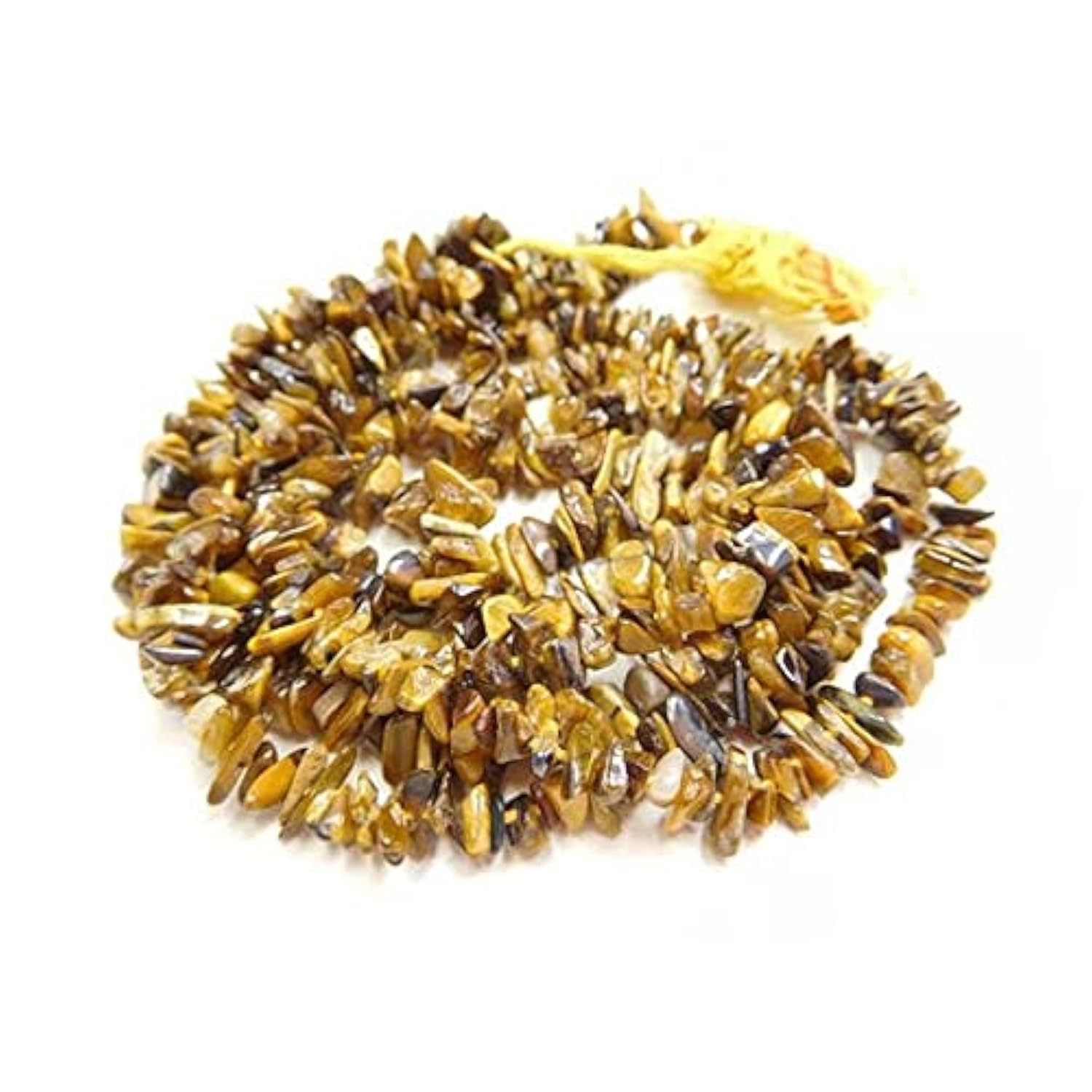Chips oeil de tigre naturel perles chips lisses 18" création collier DIY