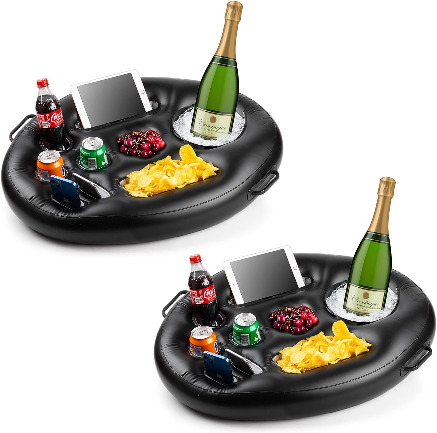 Vaygway Inflatable Floating Drink Holder for Pool, Hot Tub -Premium Quality Large Drink and Food Holder Float for Lake, Beach, Pool- Swimming Pool Accessories- Tablet, Phone