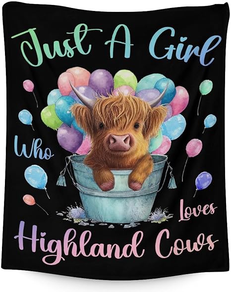 Highland Cow Blanket Gifts - 30x40 Inches Cute Throw Blanket for Girls - Colorful Soft Fuzzy Blankets for Couch & Office