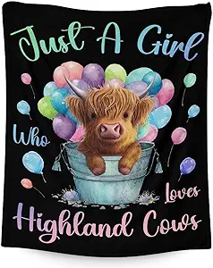Highland Cow Blanket Gifts - 30x40 Inches Cute Throw Blanket for Girls - Colorful Soft Fuzzy Blankets for Couch & Office