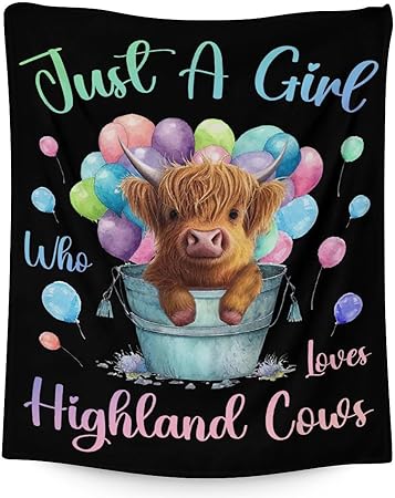 Highland Cow Blanket Gifts - 30x40 Inches Cute Throw Blanket for Girls - Colorful Soft Fuzzy Blankets for Couch & Office