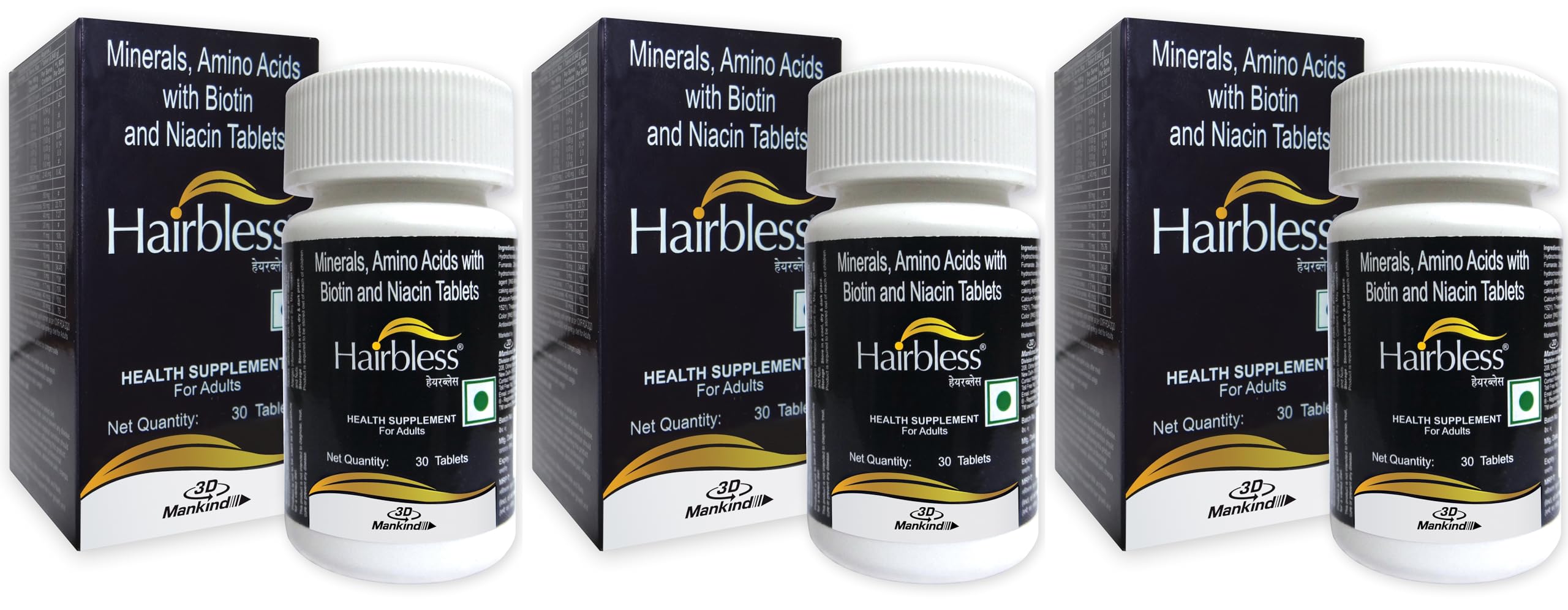 Mankind HairBless Hair Supplement | with Biotin and Niacin | Gluten Free | Amino Acid, Minerals and Vitamins | Enriched with L-Cystiene | 30 Tablets — Amazon image 8