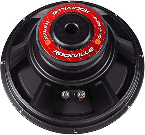 Miniatura 5 de Rockville RVP12W4 600W 12" Raw DJ PA Subwoofer 4 Ohm, cono reforzado con fibra, alta excursión, graves profundos, para actuaciones en vivo y DJ