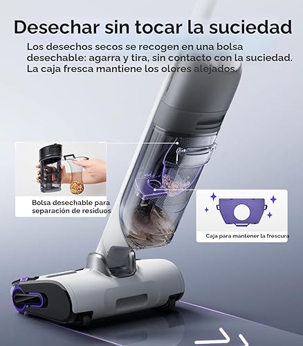 Miniatura 5 de NARWAL S30 Aspiradora en seco y húmedo con succión de 20000 Pa, autolimpieza de 176 F, secado con calefacción, bolsa de residuos desechable, sin