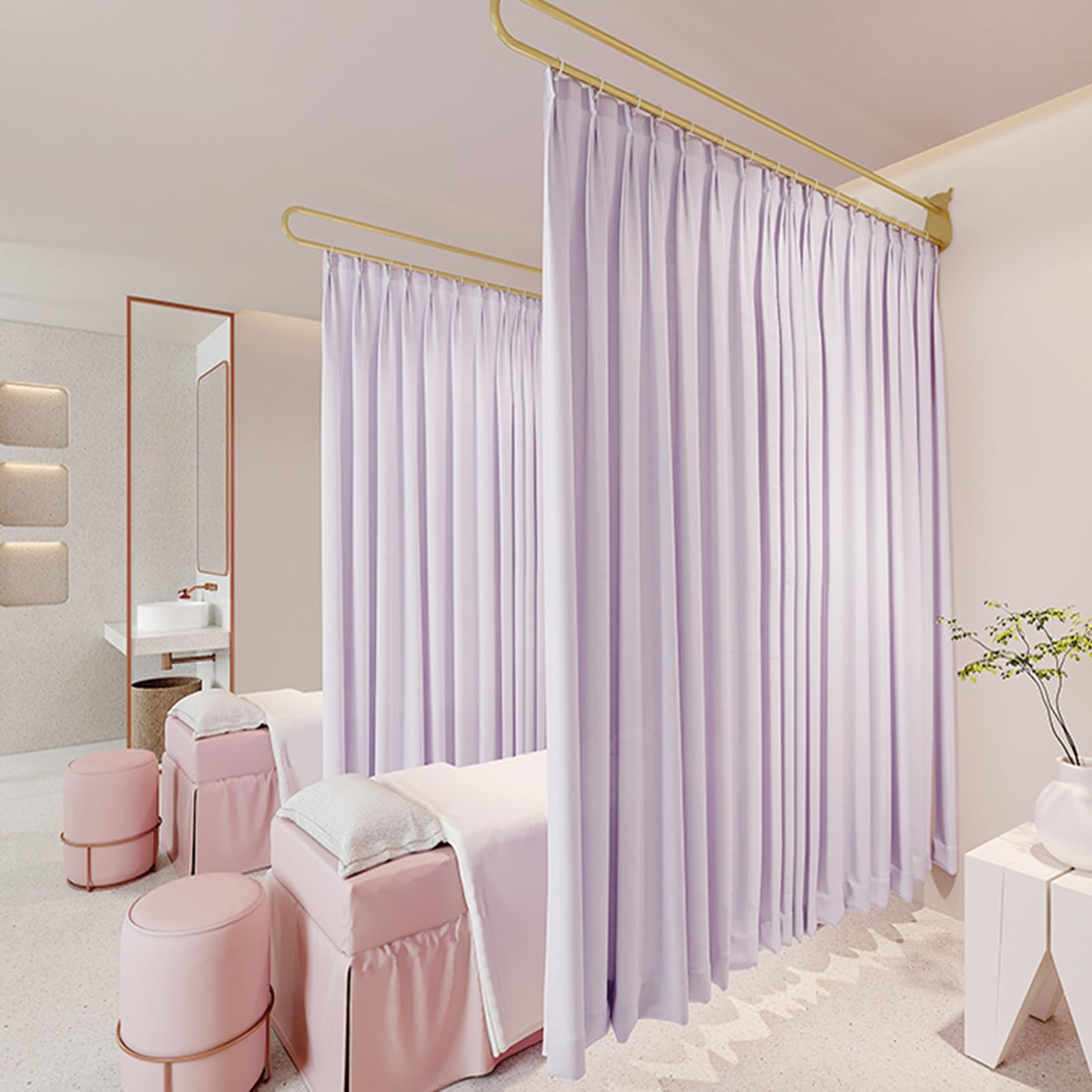 GLDYTVF d Partition Curtain Rod with WallMounted Privacy Divider for Salons Health Centers Living RoomsStylishAdjustable Perfect for Space Separation
