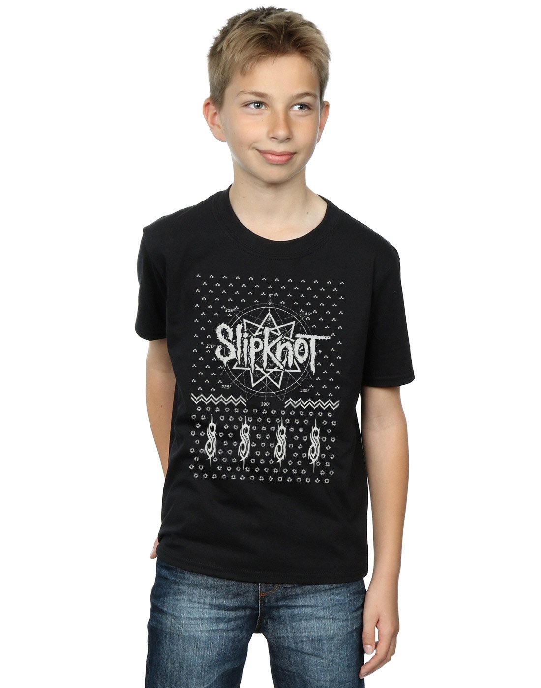 Slipknot Boys Black 9 Point Christmas T-Shirt 5-6 Years