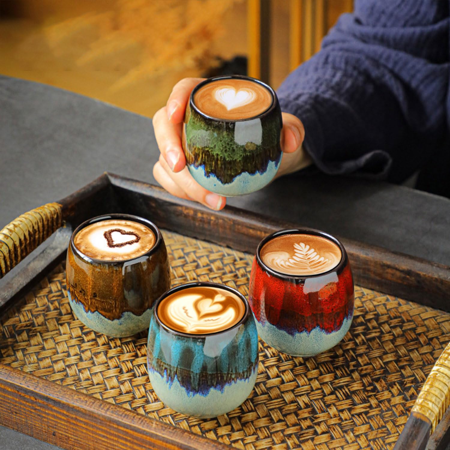 Set Di 4 Mini Tazze Da Caffè In Ceramica – 43 Ml – Colori Tenui – Ideali Per Espresso E Moka – Lavabili In Lavastoviglie