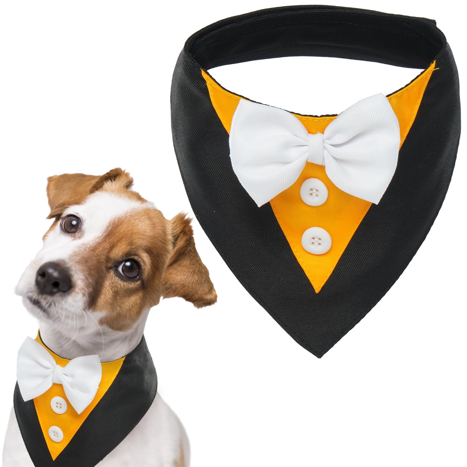 FUAMEY Dog Tuxedo Halloween for Medium Dogs,Dog Formal Suit Dogs Attire Pet Bow Tie Puppy Party Costumes Cat Tux Outfits Pets Bandana Cosplay
