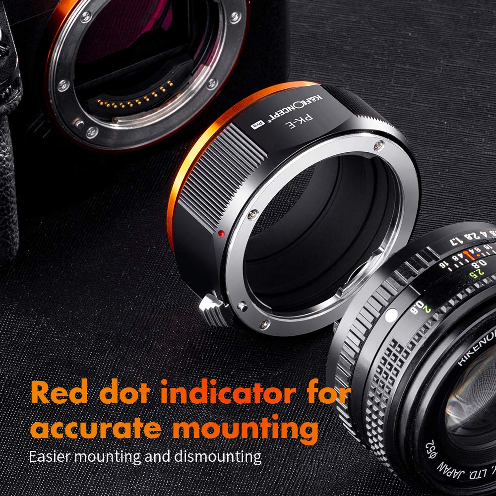 K&F CONCEPT M17105 PK-NEX Hochpräziser Adapterring Objektivadapter für Pentax PK K Mount Objektiv auf Sony NEX Alpha E-Mount Kamera