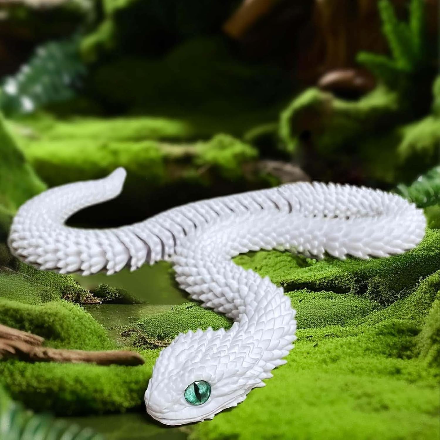 Rainbow 3D Printed Snake - 24” Extra Long Glow in The Dark Flexible Snake 3D Printed Animals Gift, Articulated Snakes Toys for Birthday, Home Decor,Sensory Toys (White+Rainbow Glowing)