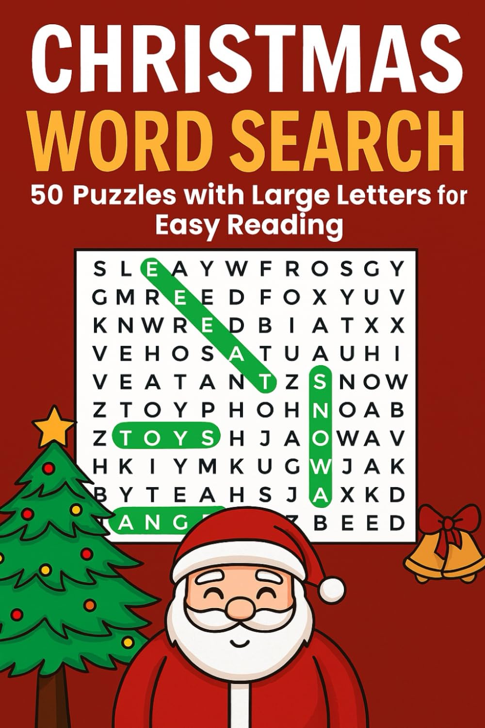 Christmas Word Search: 50 Puzzles with Large Letters for Easy Reading
