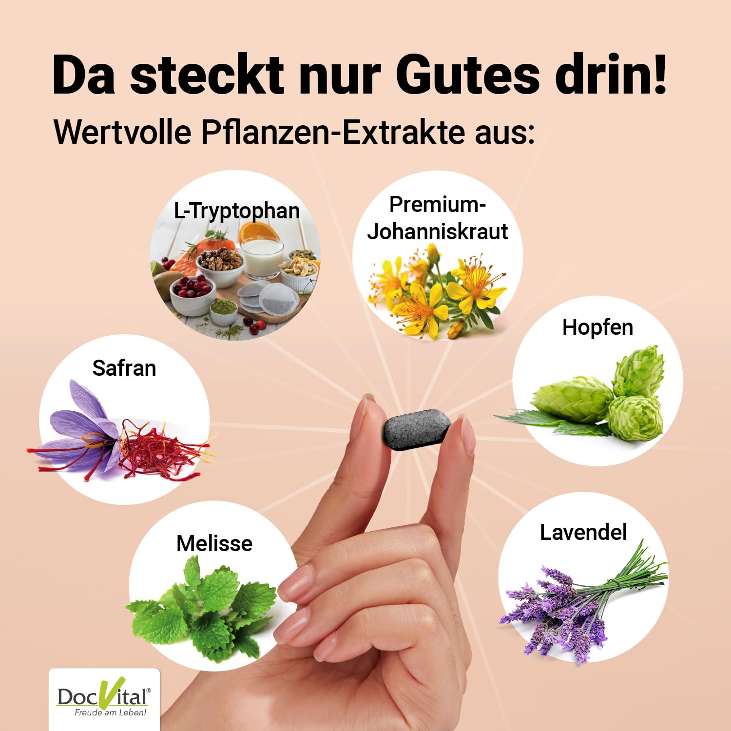 Johanniskraut L Tryptophan Tabletten hochdosiert - Innere Ruhe, gute Laune, Anti Stress - Seelenkraft - Johanneskraut, L-Tryptophan, Hopfen, Lavendel, Melisse & Safran