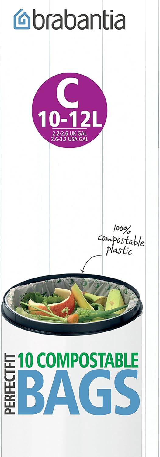 Amazon｜Brabantia Compostable Bin Liners, Size C, 1012 Litre 10 Bag