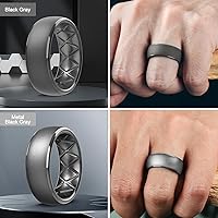 Vista 33 de Egnaro Anillos de boda de silicona para hombre: 1/4/6/7 Multipack de anillos de boda de goma con arco interior Diseño ergonómico transpirable
