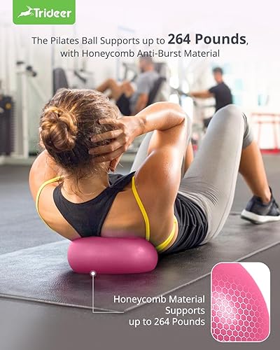 Miniatura 2 de Trideer Pelota de pilates de 9 pulgadas, pequeña pelota de ejercicio con guía de ejercicio, mini bola de yoga para pilates, yoga, entrenamiento de