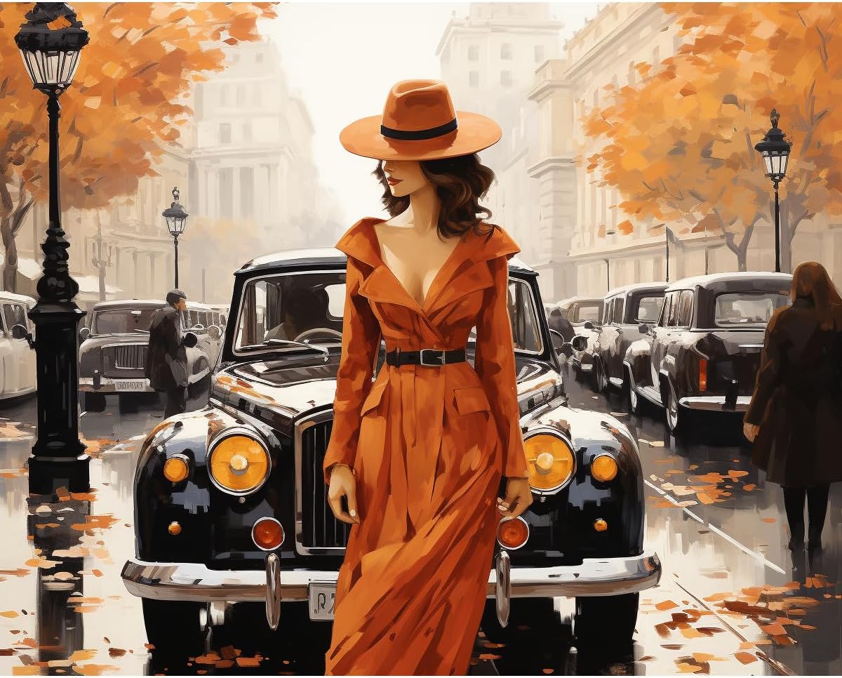 Craftoria Paint by Numbers for Adults 40"x50"cm Framed City Autumn Symphony 48 Colors