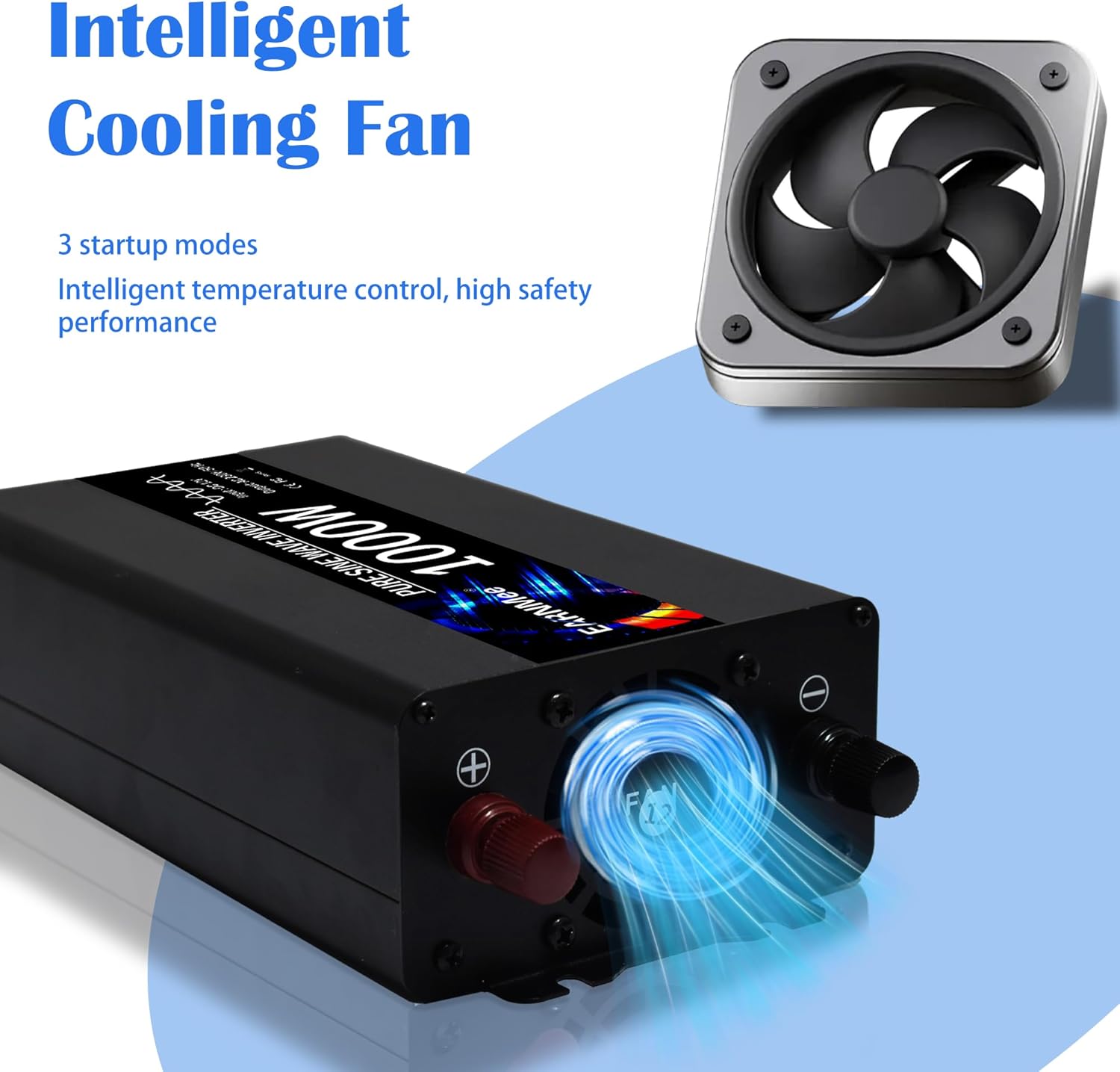 Pure Sine Wave Inverter,1000W Solar Inverter,12v to 110v Car Power Inverters 12v to 120v with Dual AC Socket Intelligent LCD 2000W Peak Power