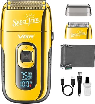 VGR Erkekler i in Elektrikli Folyo T ra Makinesi - 7500 دورة في الدقيقة - AlrD zeltici - Yz، Sakal، Boyun، Kel Ba، Cilt Solmas i in Ak lT ra Makinesi - arj Edilebilir USB 150 Dakika Pil - Yak n Temiz