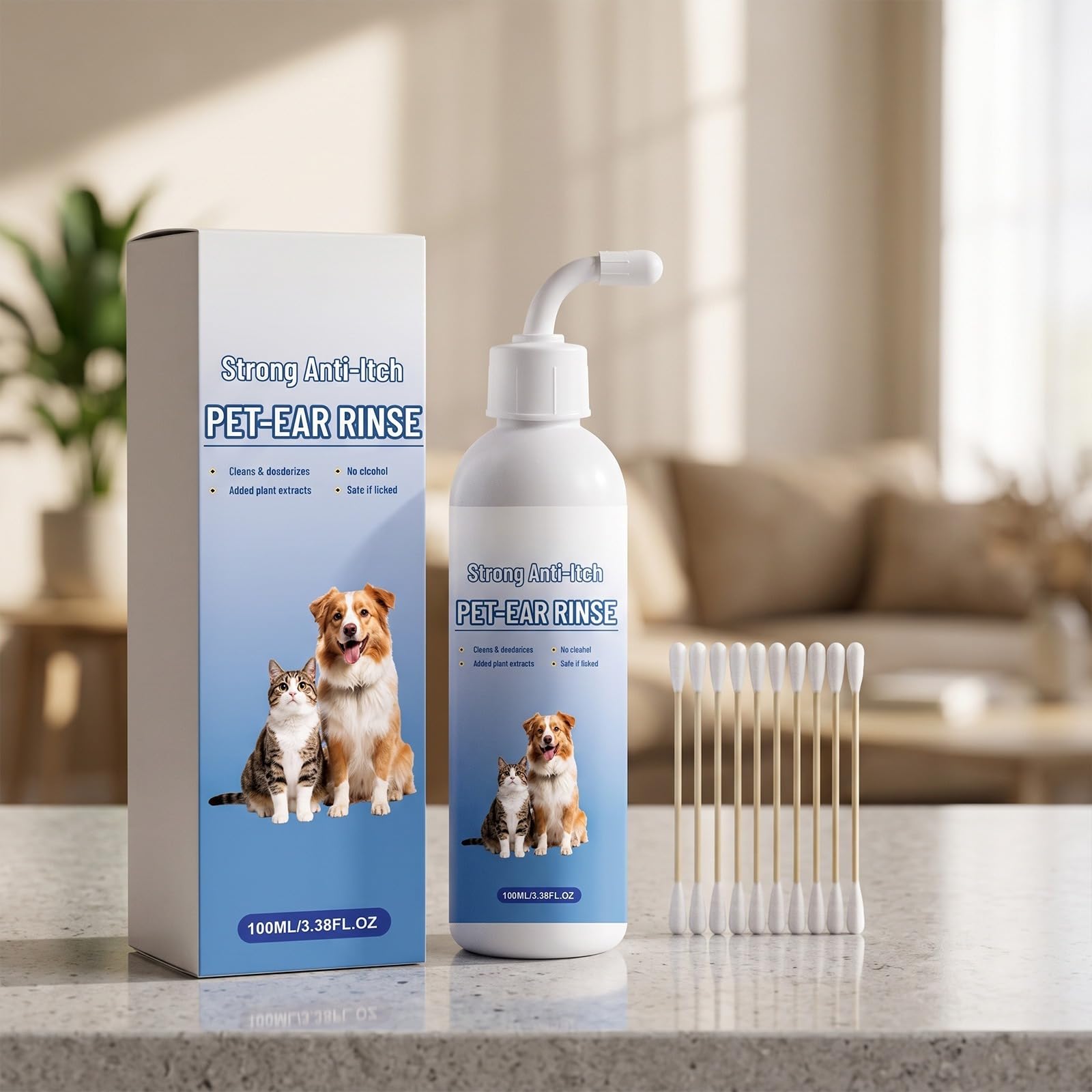 Nettoyant Auriculaire pour Animaux, Solution Lavante pour les Auriculaires