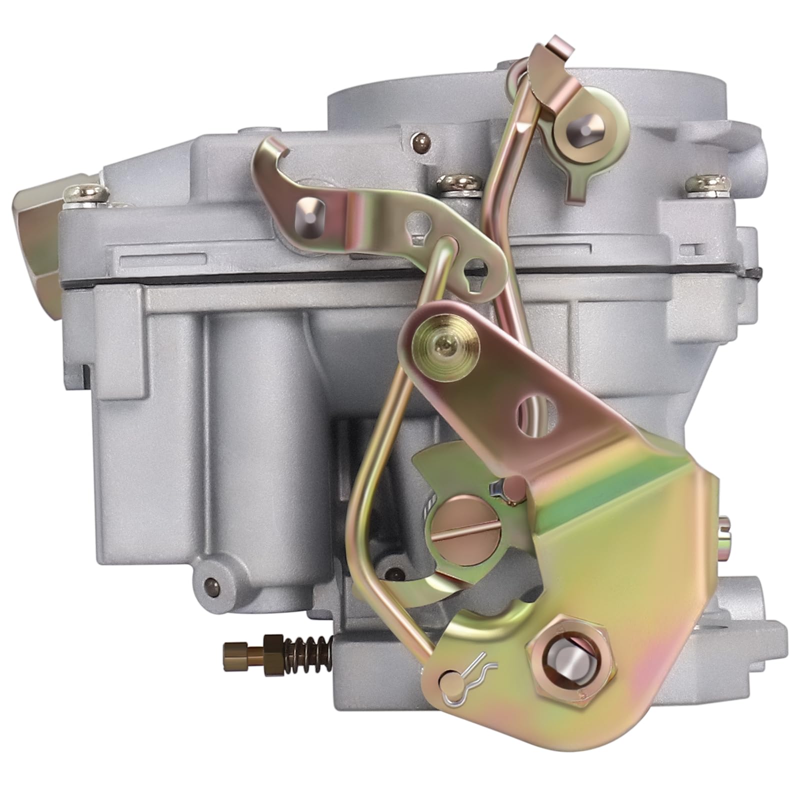 Carburador marino de 2 cuerpos para motores Mercruiser 3.0L 2.5L 4 CIL con estrangulador eléctrico, jets, juntas, tuerca y perno de base de varillaje largo, patrón de orificios de la base 3 3/4 x 2