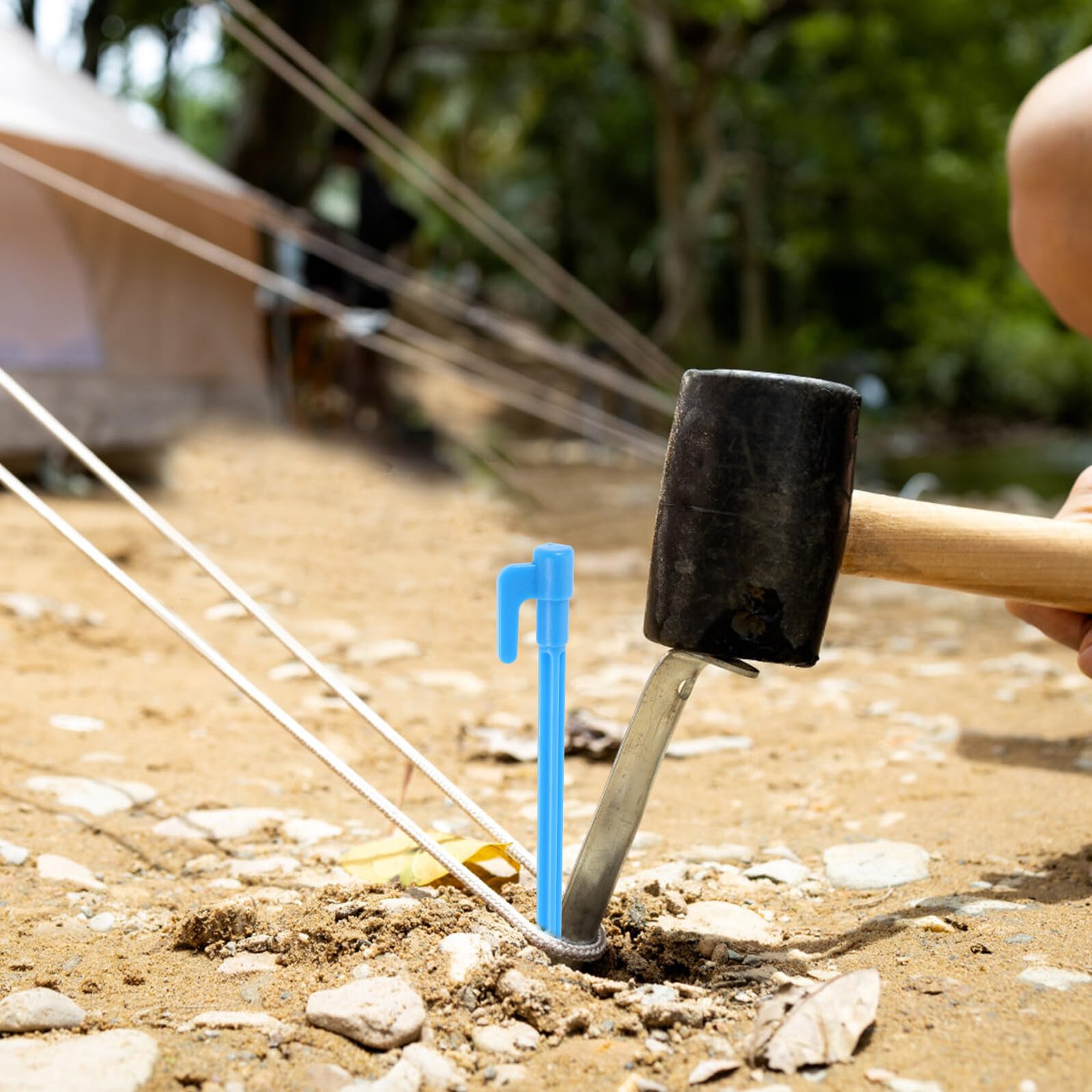 Piquets Ancres de Tente 100 Pièces en Plastique Bleu pour Camping