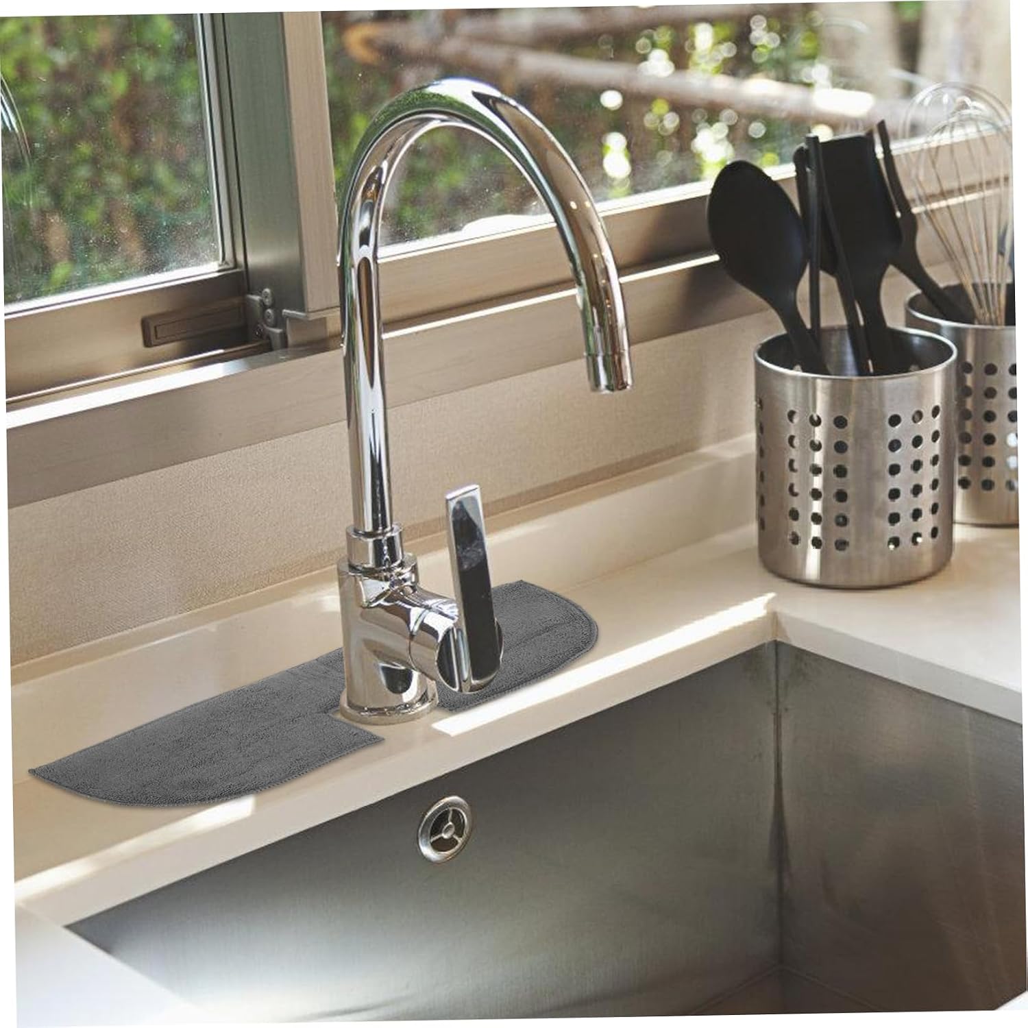 2pcs Kitchen Sink Mats and Protectors Faucet Absorbent Pads Drying Splashes Dish Mat