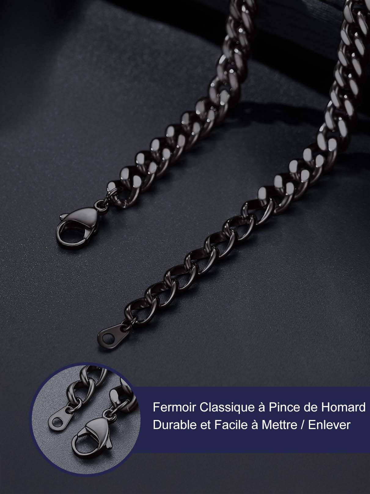 Bandmax Chaîne Homme Acier Inoxydable Épines de 40/45/50/55cm de Longueur, Chaîne Cubaine Gothique de 5/7/9/12 mm de Largeur, Collier Hip Hop pour Anniversaire