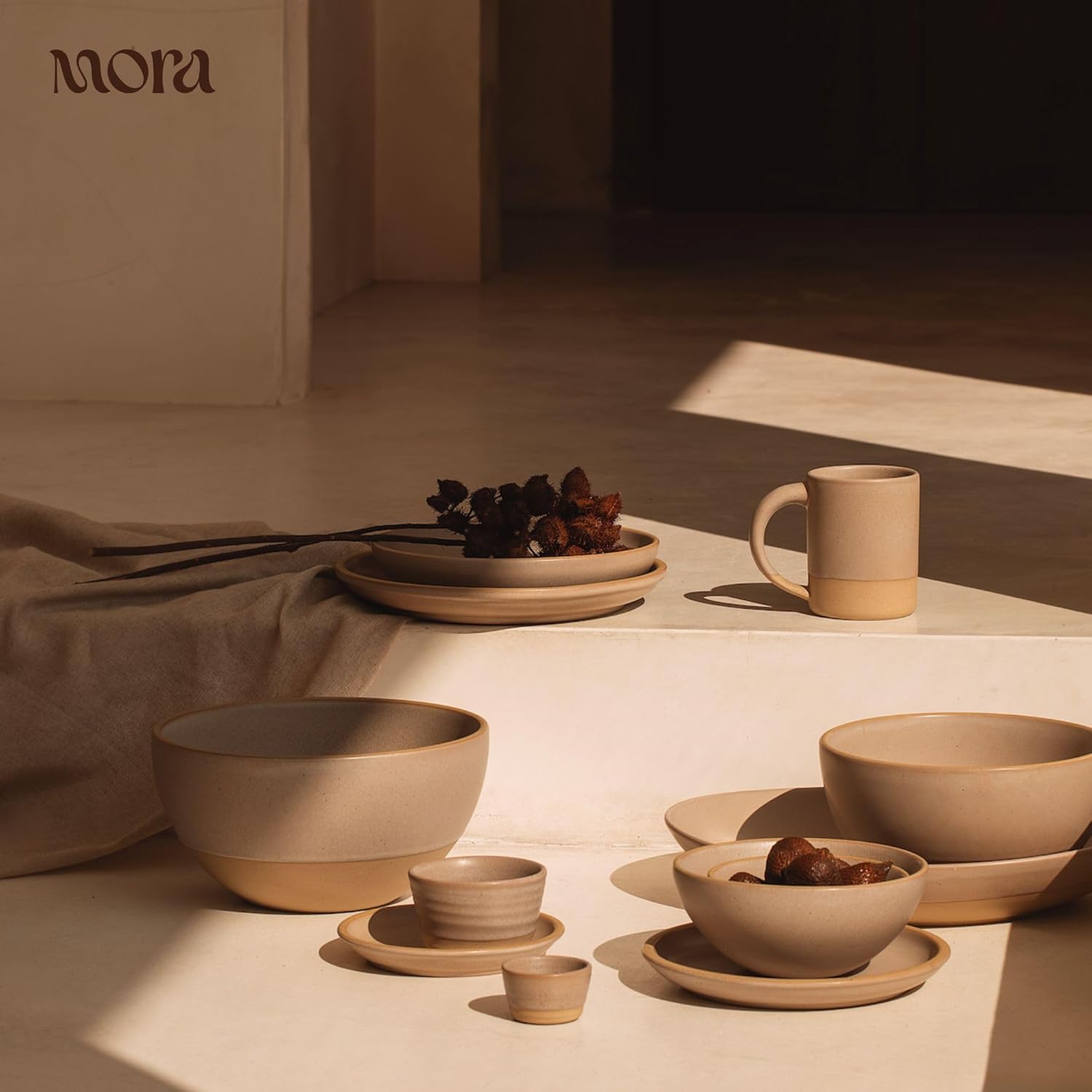 MORA Large Plates Set of 4, 10.5 inch Ceramic Pottery Dinner Plates - Microwave, Oven and Dishwasher Safe - Harvest - Image 8