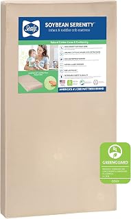 Soybean Serenity Breathable 2 Stage Waterproof Crib Mattress plus Toddler Bed Fit, Organic Cotton, Soy Enhanced Foam, GREENGUARD Gold Certified, Safety & Quality Tested, Made in USA, 52X28"